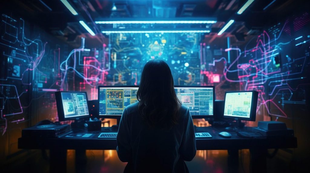 ai generated, woman, hacker, technology, database, network, system, coder, cyber, science fiction, sci-fi, ai generated, hacker, hacker, hacker, database, database, database, database, database, coder